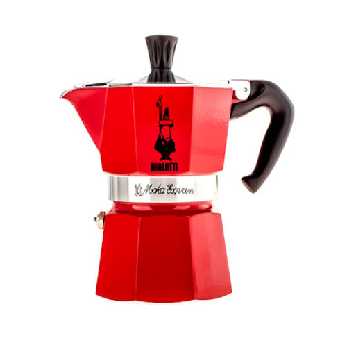 BIALETTI Moka Express 3 šálky espressa (3 tz) červený - italský hliníkový tlakový kávovar
