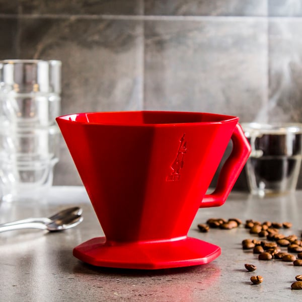 BIALETTI Pour Over 4 šálky červený – plastový dripper/filtr na kávu