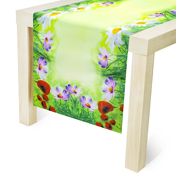 Polyesterový běhoun na stůl odolný proti skvrnám JEDEKA MILANO POPPY zelený 60 x 120 cm
