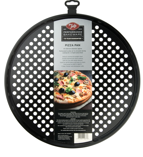 TALA Performance 35,5 cm černý – perforovaný plech na pizzu z uhlíkové oceli