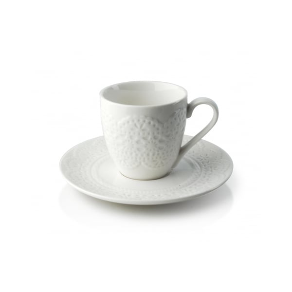 Porcelánový šálek na espresso s podšálkem KORONKA bílý 100 ml