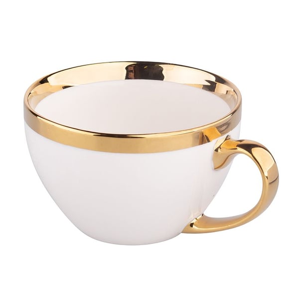 Porcelánový šálek na kávu a čaj AURORA GOLD krémový 400 ml