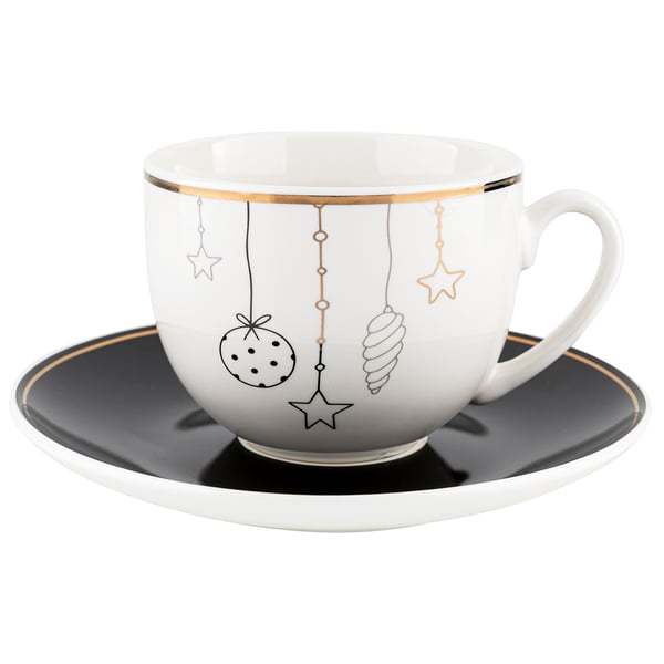 Porcelánový šálek na kávu a čaj s podšálkem FLORINA JINGLE BELLS 240 ml