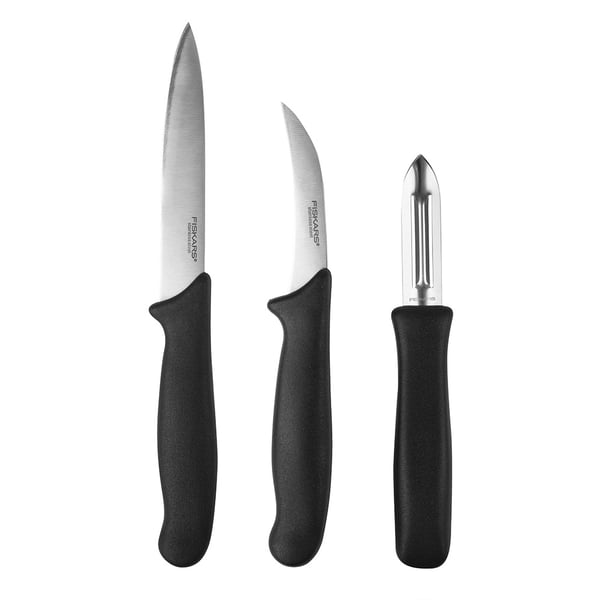 FISKARS Essential 3 el. černé - kuchyňské nože z nerezové oceli