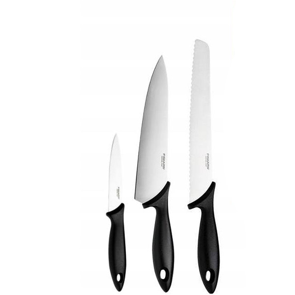 FISKARS Essential Gustoso černá 3 ks. - kuchyňské nože z nerezové oceli