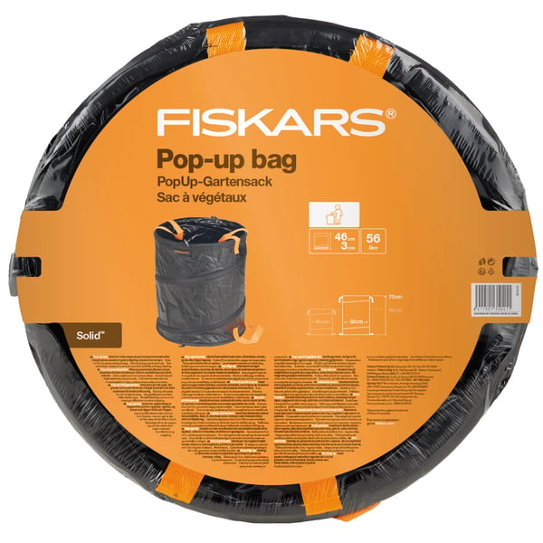FISKARS Solid Pop-up 56 l černý – skládací, zahradní koš na listí
