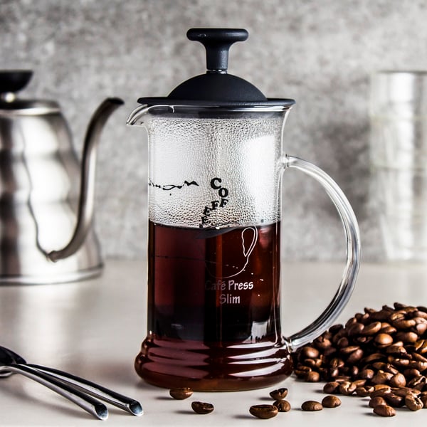 HARIO Cafe Press Slim Black 0,24 l - french press - skleněná konvice na čaj a kávu