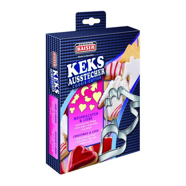 KAISER Keks X-Mas and Love 8 ks – kovová vykrajovátka na cukroví a perníčky