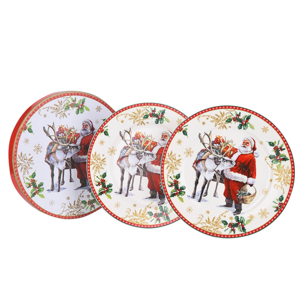 Jídelní sada porcelánových talířů pro 2 osoby (2 ks) MAGIC CHRISTMAS DESSERT bílá