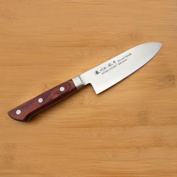 Nůž Santoku z nerezové oceli SATAKE KOTORI PERFECT hnědý 15 cm