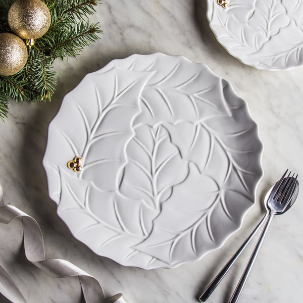 Porcelánový talíř HOLLY AND BERRIES WHITE 30 cm