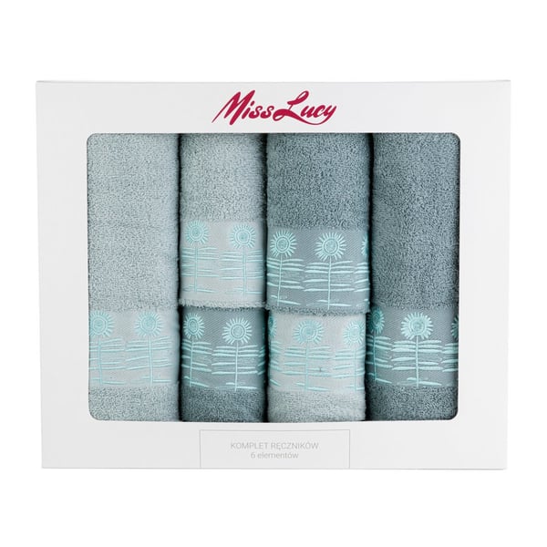 Bavlněné ručníky MISS LUCY POLINO SVĚTLE MODRÉ 6 ks