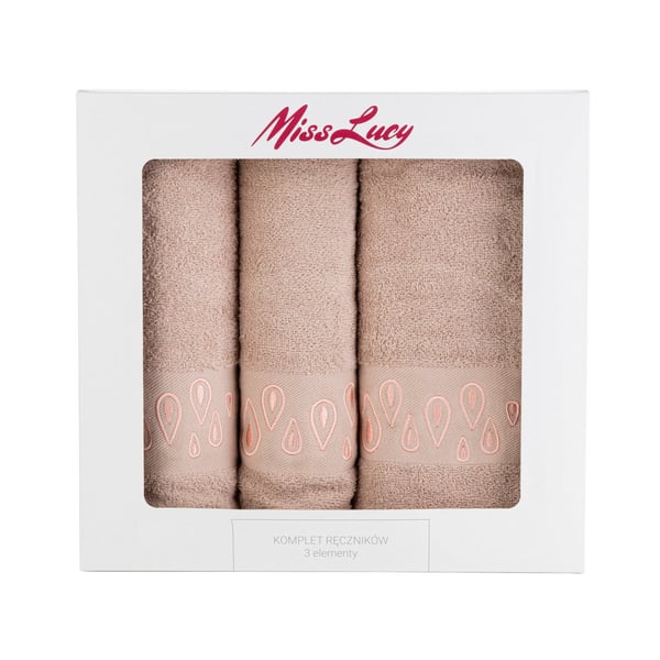 Bavlněné ručníky MISS LUCY SOLTARE SVĚTLE RŮŽOVÉ 3 ks