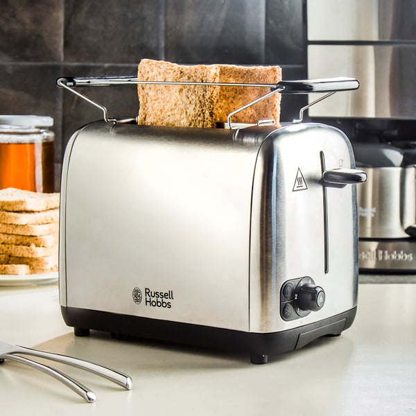 RUSSELL HOBBS Adventure Brushed Toaster 850 W – nerezový, elektrický toustovač/topinkovač