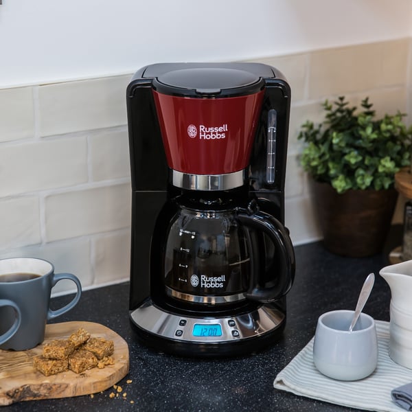 RUSSELL HOBBS Colours Plus Flame Red Coffe Maker 1100 W červený – nerezový, elektrický překapávač kávy