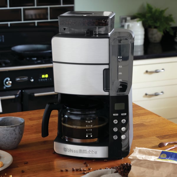 RUSSELL HOBBS Grind And Brew Coffee Machine 1000 W šedý – elektrický překapávač kávy s mlýnkem
