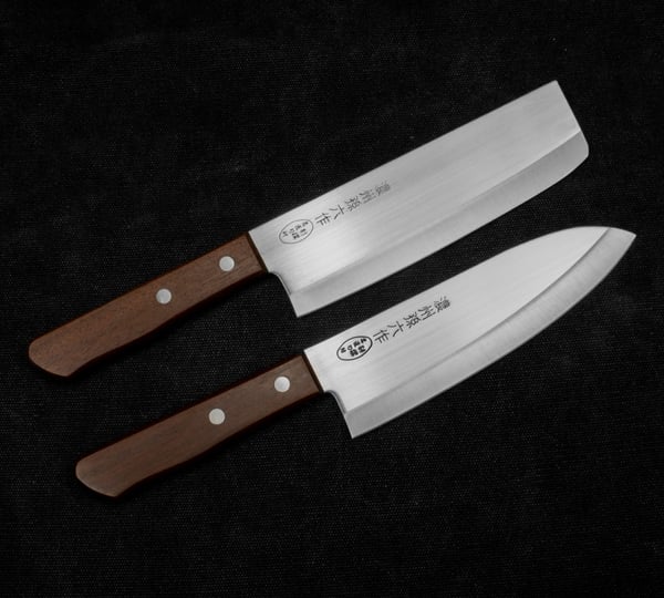 SATAKE Tomoko 2 ks tmavě hnědá - sada kuchyňských nožů z nerezové oceli