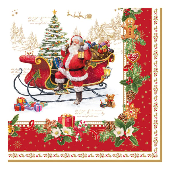 Dekorativní, vánoční papírové ubrousky CHRISTMAS MEMORIES bílo-červené 20 ks