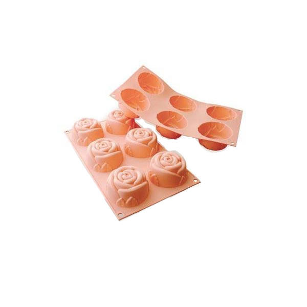 SILIKOMART 3Design Rose broskvová - silikonová forma na 6 sušenek