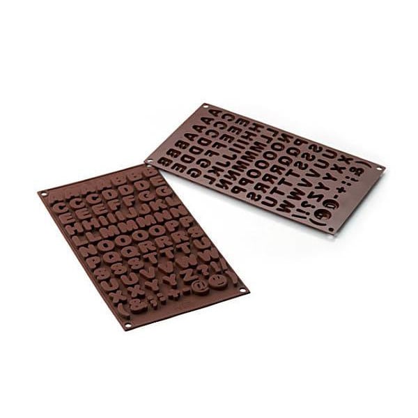 SILIKOMART Easy Choc Choco ABC hnědá - silikonová forma na 69 čokoládek