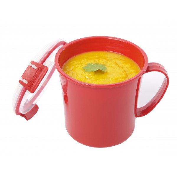 SISTEMA Hrnek na polévku do mikrovlnné trouby střední 0,65 l červený - Box na oběd / hrnek na polévku do mikrovlnné trouby