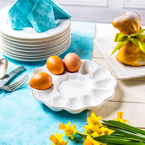 Porcelánový talíř na vajíčka WHITE