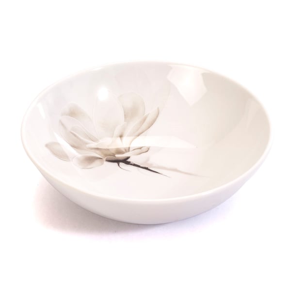 Porcelánový hluboký obědový talíř LUBIANA MAGNÓLIE bílý 18 cm