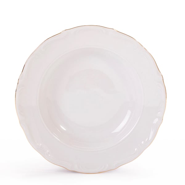 Porcelánový hluboký obědový talíř ĆMIELÓW MARIA TERESA bílý 22,5 cm