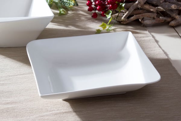 Porcelánový hluboký obědový talíř HOME DELUX QUATRE bílý 21 x 21 cm