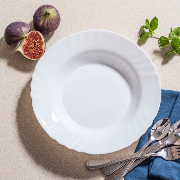 Skleněný hluboký obědový talíř BORMIOLI ROCCO EBRO bílý 23 cm