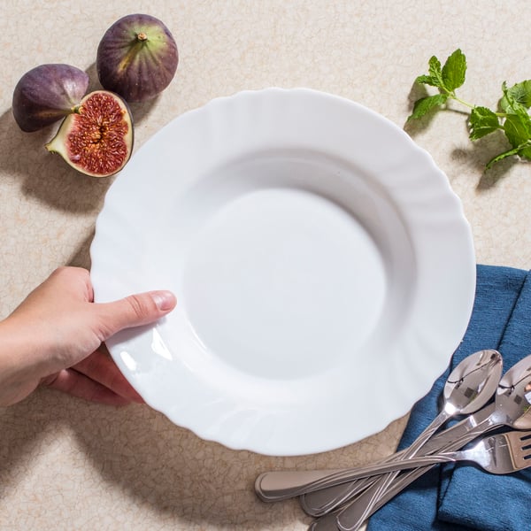 Skleněný hluboký obědový talíř BORMIOLI ROCCO EBRO bílý 23 cm