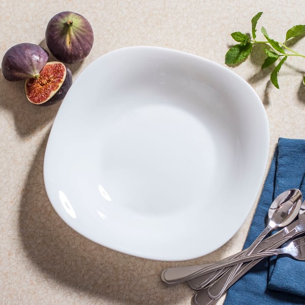 Skleněný hluboký obědový talíř BORMIOLI ROCCO PARMA bílý 22,5 x 22,5 cm