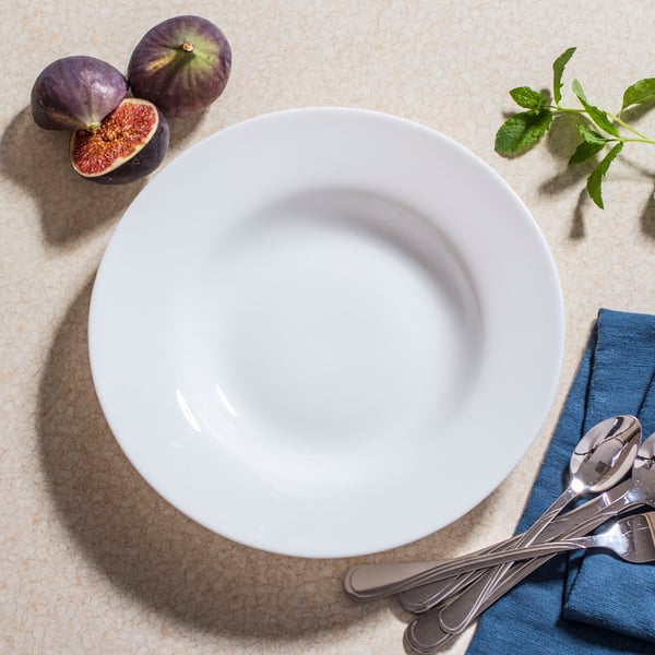 Skleněný hluboký obědový talíř BORMIOLI ROCCO TOLEDO bílý 24 cm