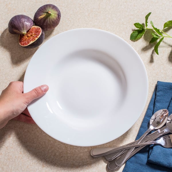 Skleněný hluboký obědový talíř BORMIOLI ROCCO TOLEDO bílý 24 cm