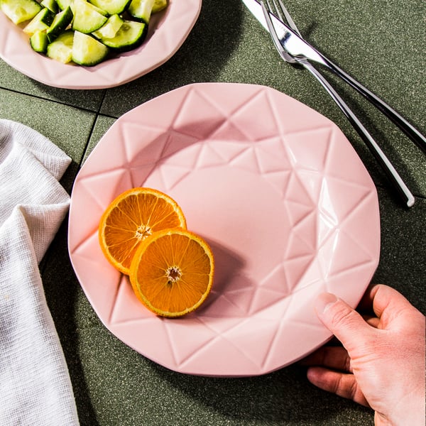 Keramický mělký obědový talíř AFFEK DESIGN ADEL PINK růžový 24 cm
