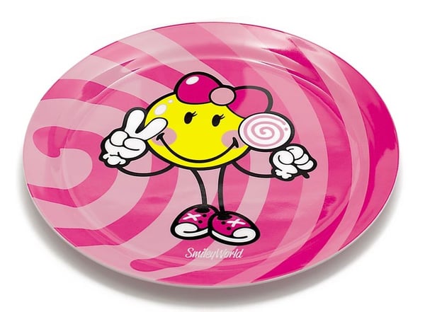 ZAK! DESIGNS Smiley Kid Plate 20 cm růžový - plastový mělký obědový talíř