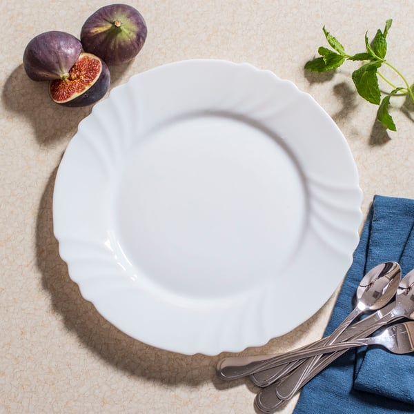 Skleněný mělký obědový talíř BORMIOLI ROCCO EBRO bílý 25,5 cm
