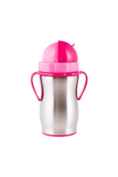 TESCOMA Bambini 0,3 l růžová – ocelová, vakuová termoska na čaj a kávu se slámkou
