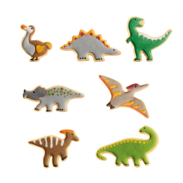 TESCOMA Delicia Kids Dinosaurs 7 ks vícebarevné - plastové vykrajovátka na cukroví a perníčky