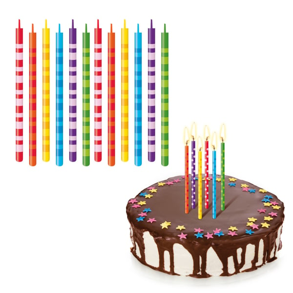 TESCOMA Delicia Kids proužky 12 ks vícebarevné – dětské, narozeninové, dortové svíčky