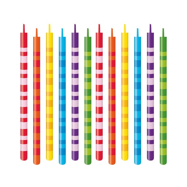 TESCOMA Delicia Kids proužky 12 ks vícebarevné – dětské, narozeninové, dortové svíčky