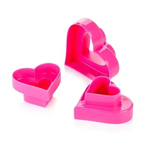 TESCOMA Delicia Srdce 3ks růžová – oboustranná plastová vykrajovátka na cukroví