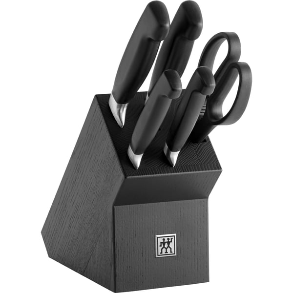 ZWILLING Four Star Black 6 ks - sada kuchyňských nožů z nerezové oceli v bloku s nůžky
