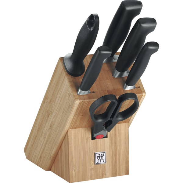 ZWILLING Four Star 7 ks černá - sada kuchyňských nožů z nerezové oceli v bloku s brousek