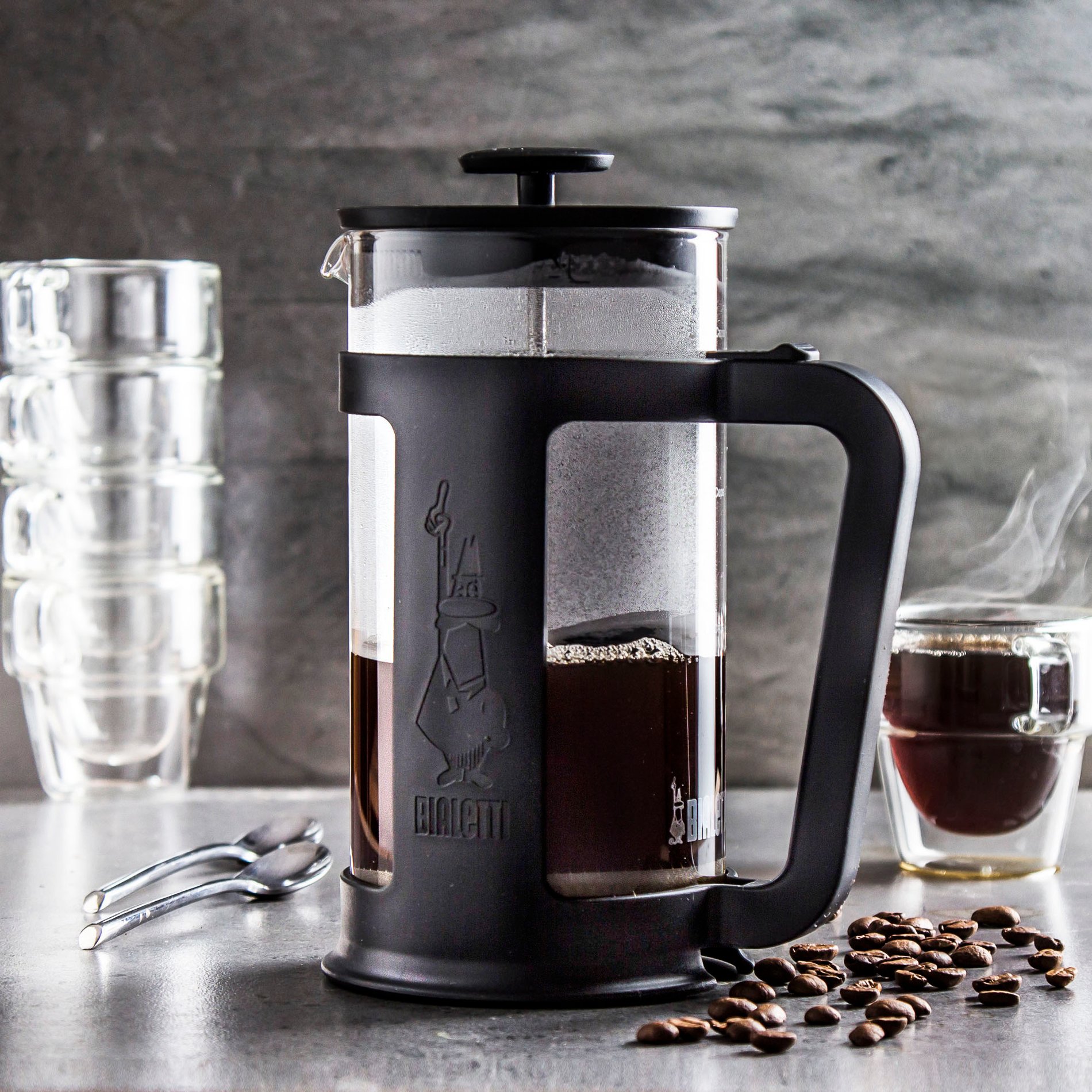 BIALETTI Coffee Press Smart 1 l černá - french press - skleněná konvice na čaj a kávu