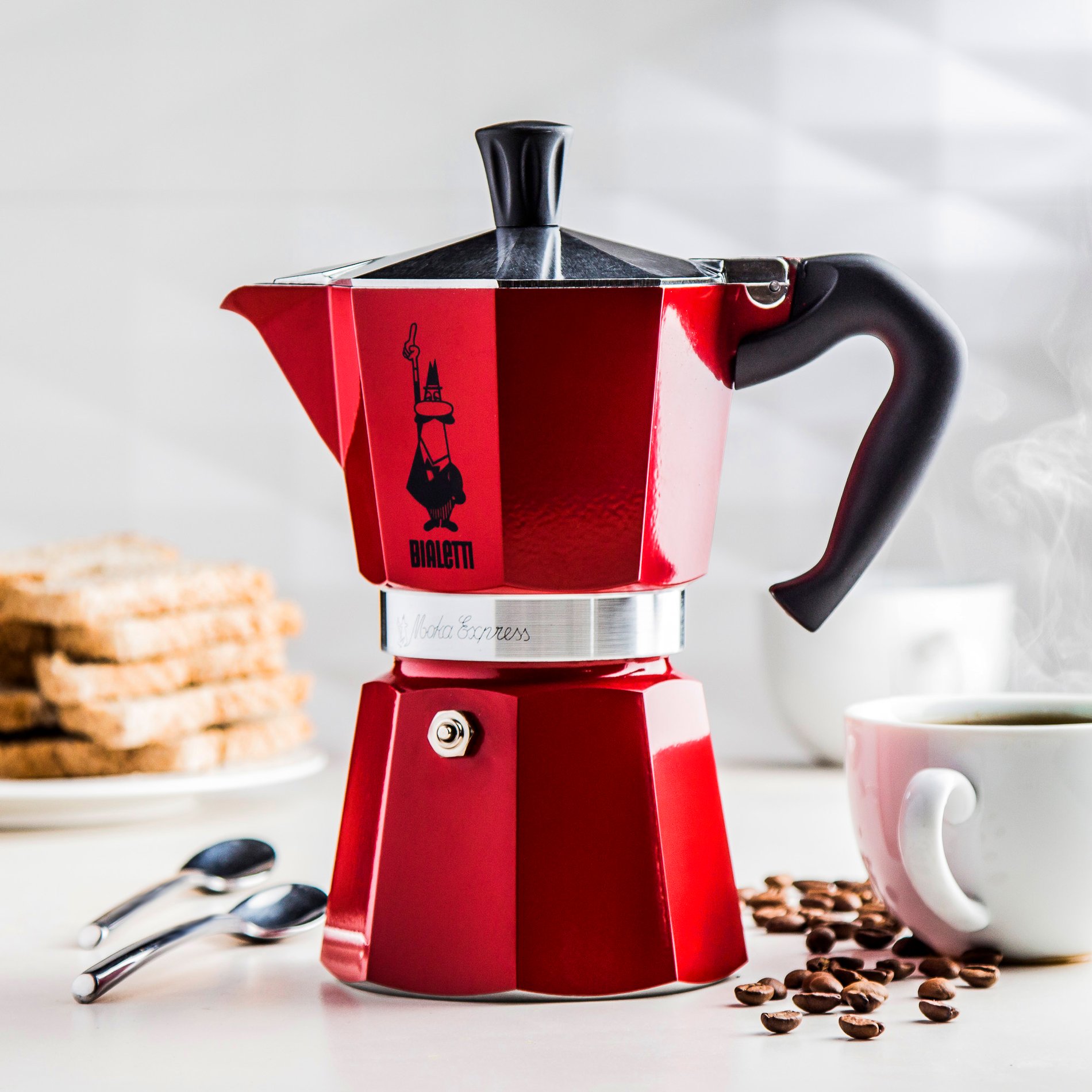 BIALETTI Moka Express 6 šálků espressa (6 tz) červený - italský hliníkový tlakový kávovar