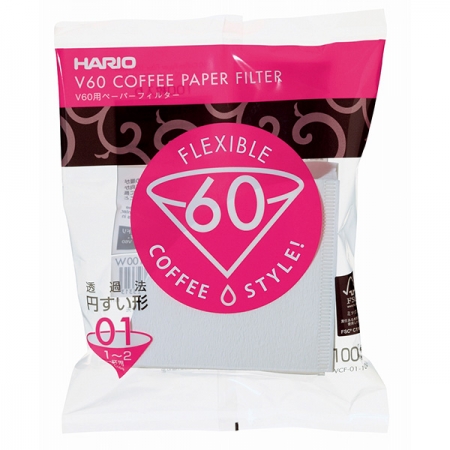 HARIO White V60-01 100 ks – papírové filtry na kávu