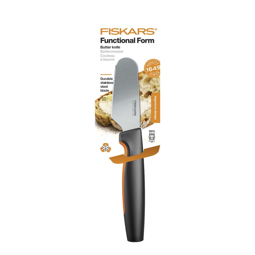 FISKARS Functional Form černý 7,5 cm – nerezový nůž na máslo