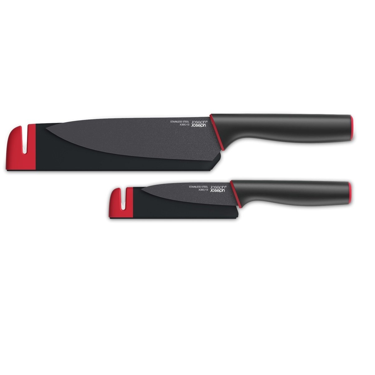 JOSEPH JOSEPH Slice and Sharpen černá 2 ks (10146) - sada kuchyňských nožů z nerezové oceli s brousek