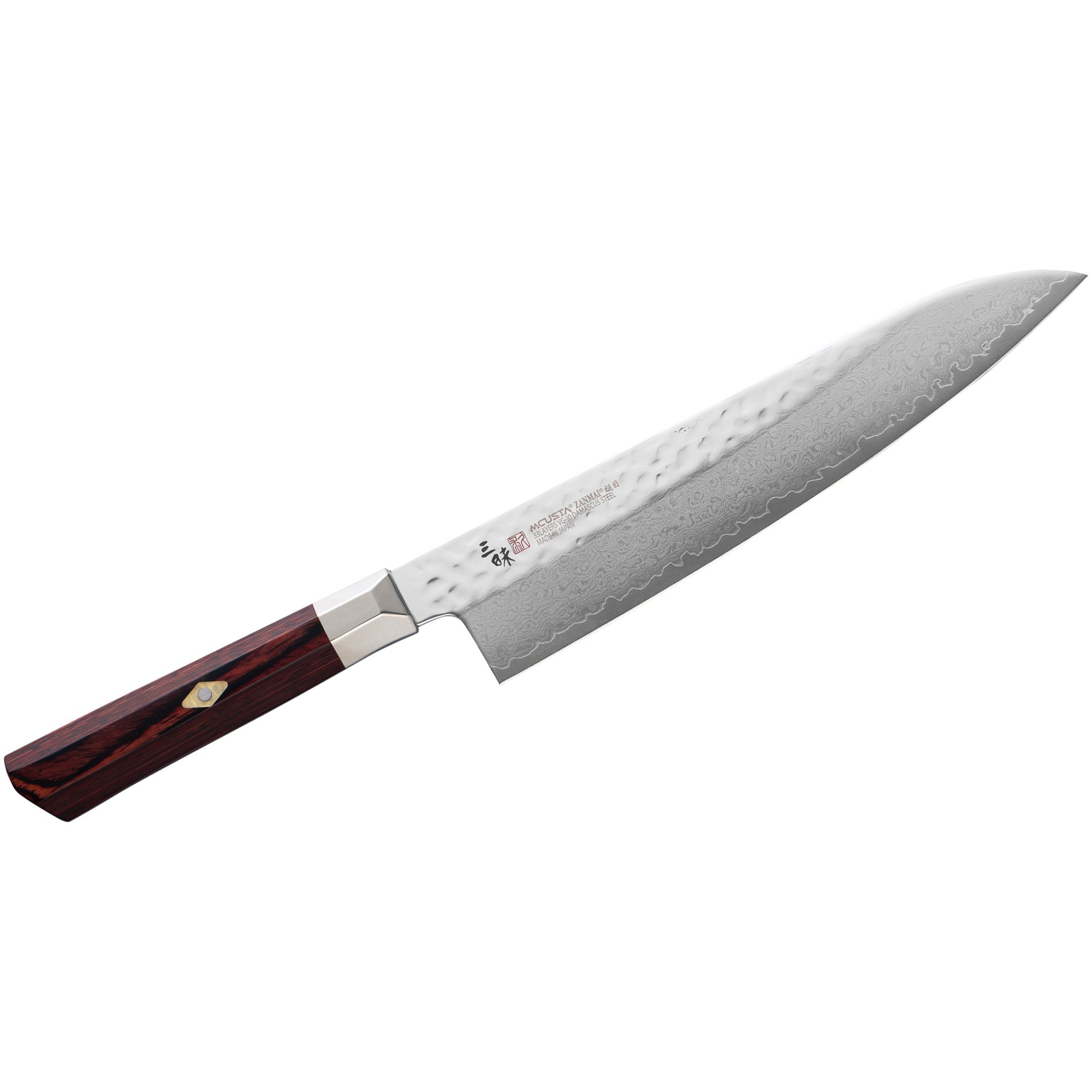 MCUSTA Zanmai Supreme Hammered 21 cm červený - nůž šéfkuchaře z nerezové oceli